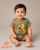 رامپر پسرانه بچه گانه نخ پنبه طرح GOOD DAY (9ماه تا۳سال)
