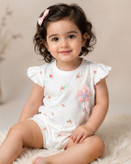 رامپر دخترانه بچه گانه نخ پنبه طرح گل گلی (9ماه تا۳سال)