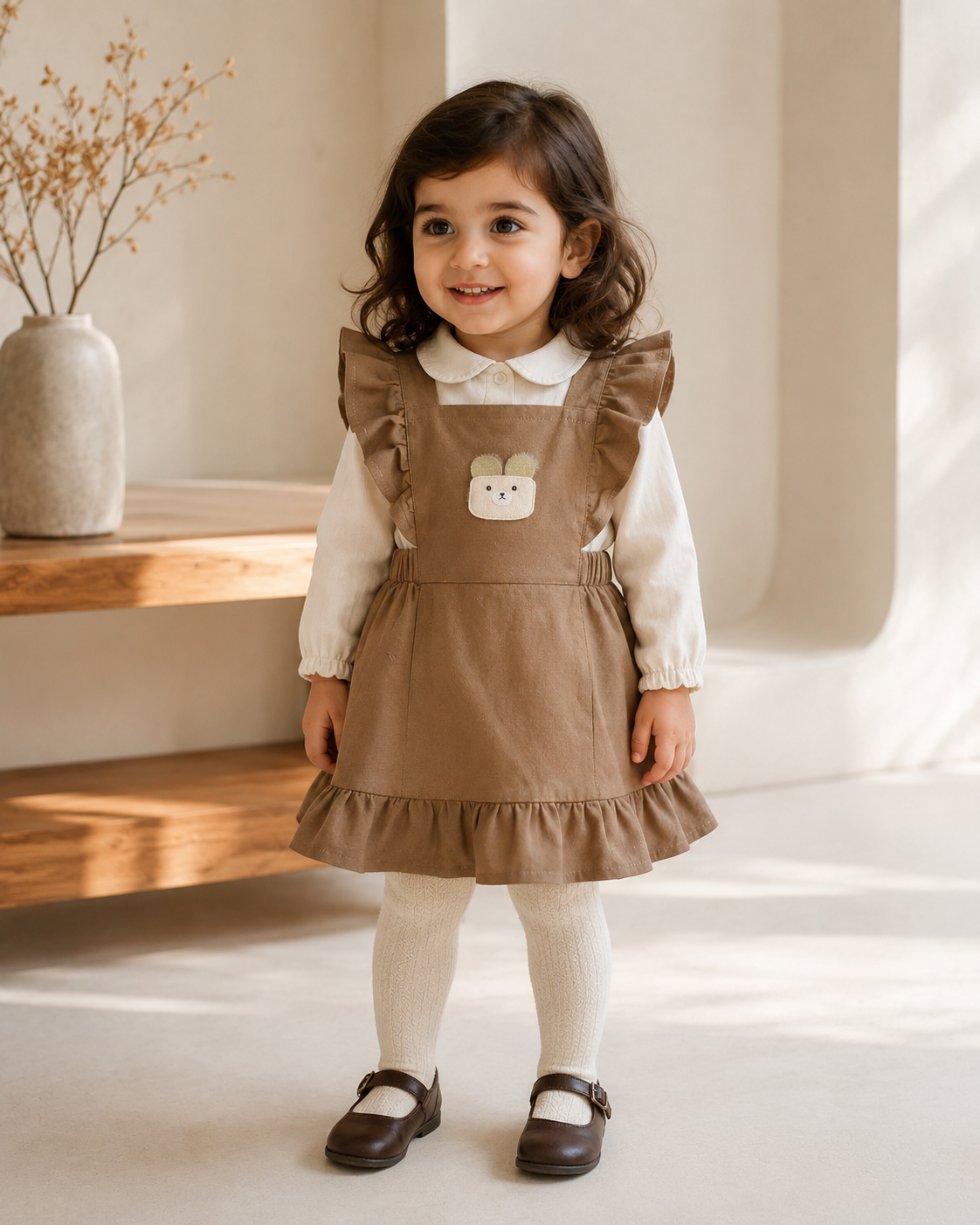 سارافون پیشبندی دخترانه طرح ملوسک( ۶ماه تا3سال)